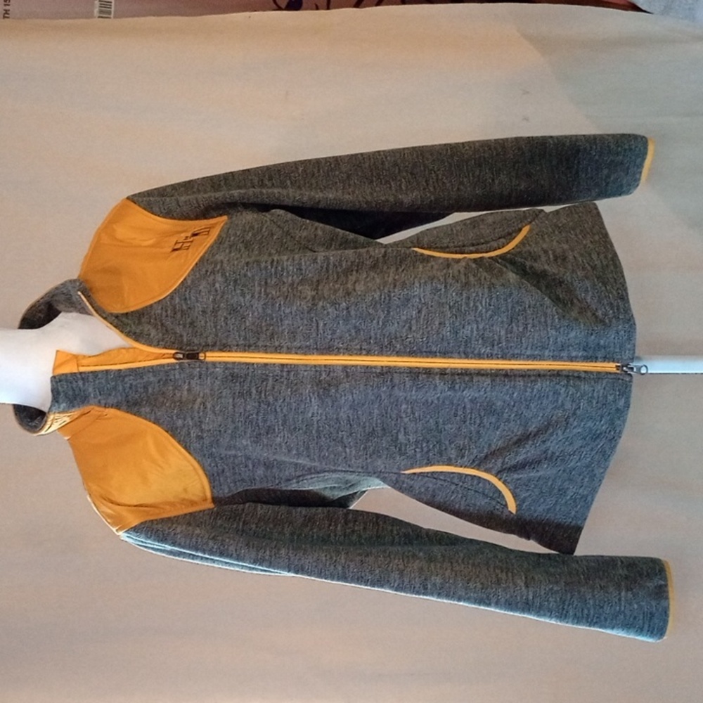 Harley-Davidson Gray Jacket with Yellow Trim Zip Front Utility